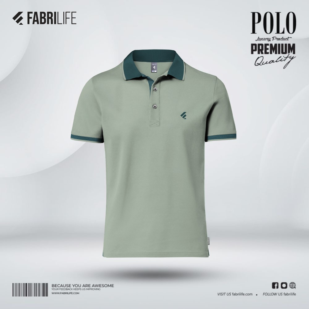 Single Jersey Knitted Cotton Polo - Iceberg Green